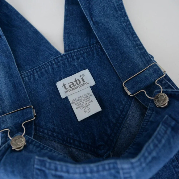 Vintage 90'S Tabi International Blue 100% Cotton Straight Leg Overalls M - Picture 13 of 16